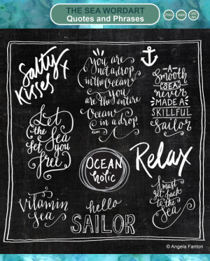 Sea Overlays ~ Inspirational Calligraphy Quotes ~ Hand-drawn Clipart ...