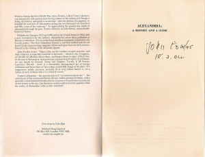 ... and half title page showing the quote from Fowles and his signature