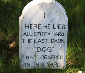 friend sent me this. An actual tombstone from a front lawn. “Here ...