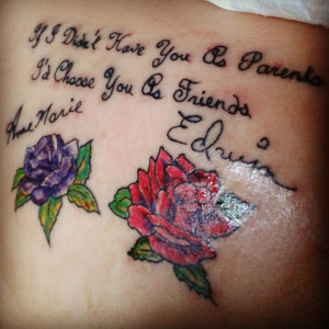 Tattoo Parents Quote Signatures Roses Red Purple Love