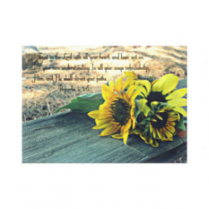 Country-Western, Sunflowers and Bible Verse Stretched Canvas Prints