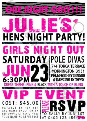 POSTER STYLE HENS DAY NIGHT PARTY INVITATION 5