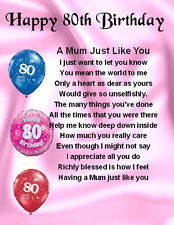 Fridge Magnet - Personalised Mum Poem - 80th Birthday + FREE GIFT BOX