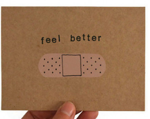 Get Well Card. Bandaid Feel Better. Brown, Black. Handmade Card. ...