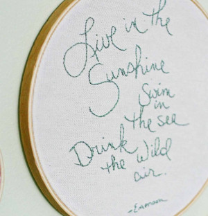 Emerson quote in embroidery