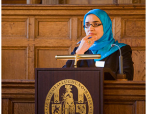 Dalia Mogahed speaks at Leiden University. Photo: Leiden University