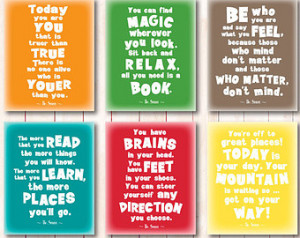 dr seuss quotes playroom print set motivational kids room quote wall ...