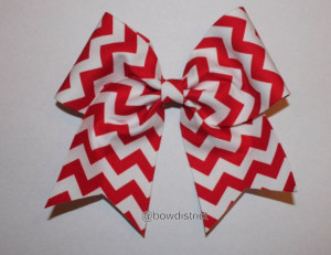 and White Chevron Cheer Bow Cheerleading, Red And White, Chevron Cheer ...