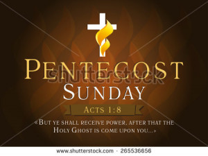 ... with a quote from Acts 1: 8. Pentecost Sunday card - stock vector