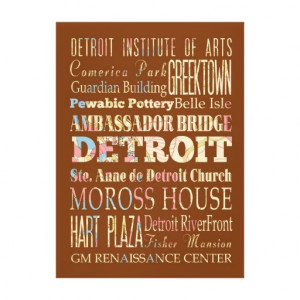 Attractions & Famous Places of Detroit, Michigan. Gallery Wrap Canvas