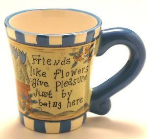 Mug-Friends-Like-Flowers-Quote-Cup-Blue-White-Stripes-Fun-Tea-Gift ...