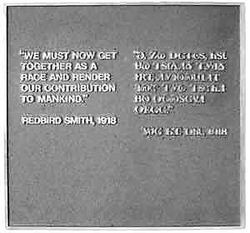 Bilingual plaque in Cherokee and English. Memorial with a quote from ...