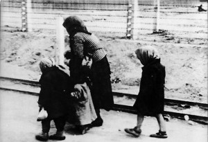... Woman and Children Walking to the Auschwitz-Birkenau Death Barracks