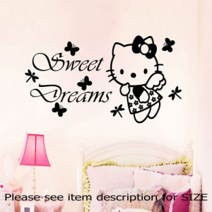 HELLO KITTY Sweet Dreams Wall Quote Disney fairy Stickers Decal Girl's ...