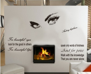 quote wall sticker - removable wall decal - Hepburn's sexy eyes wall