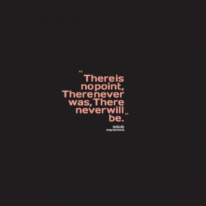 Quotes Picture: there is no point, there never was, there never will ...