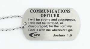 Communications Officer Dog Tag with Beaded Chain