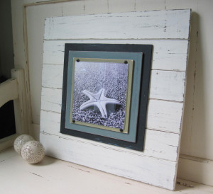 Extra Large White Distressed Plank Frame