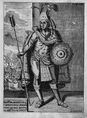 Una imagen de Moctezuma II con un tocado diferente al denominado ...