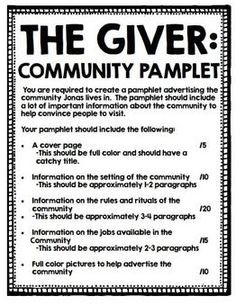 The Giver by Lois Lowry - Create your own community project. the giver ...