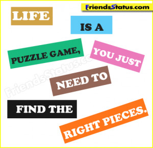 Life is a puzzle game, you just need to find the right pieces.