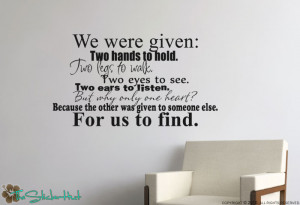 ... were given two hands Vinyl Wall Art Saying Quote Stickers Decals 836