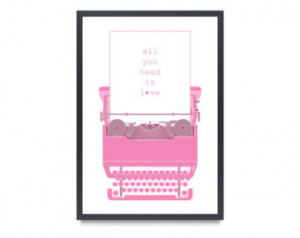 Valentine Typewriter Inspired All Y ou Need Is Love Beatles Quote Type ...