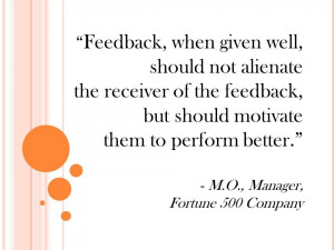Feedback quote Fortune 500 Manager