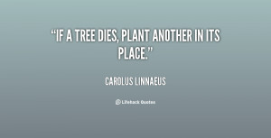 if a tree dies plant another in its place quote by carolus linnaeus