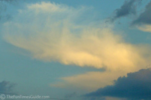 Cloud formations in interesting shapes.