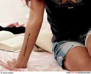 Girl with a quote tattoo on her arm: just one breath is a million ...