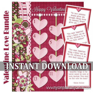 Valentine Countdown & Love Note Quotes BUNDLE - INSTANT DOWNLOAD ...