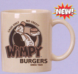 Popeye The Sailor Man Coffee Mug Wimpy Burgers Since 1929