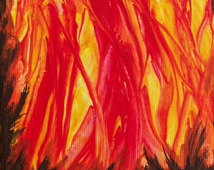 Abstract Original Fiery Inferno Acr ylic Painting SFA 4x5 on Stretched ...