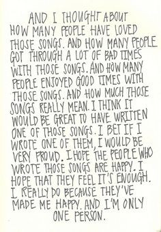 ... Of Being A Wallflower Quote by Stephen Chbosky HOW I FEEL ABOUT MUSIC