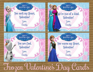 DIsney Frozen Princess Printable Valentine's Day Cards