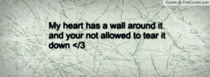 my heart has a wall around it and your not allowed to tear it down ...