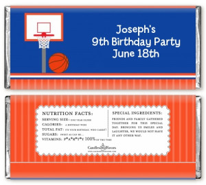 Basketball Jersey Blue and Orange - Personalized Birthday Party Candy ...