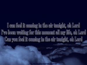 In The Air Tonight - Phil Collins Song Lyric Quote in Text Image