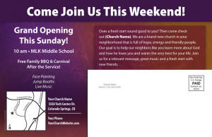church outreach postcard design