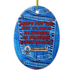Key to Happiness Pocket Quote Blue Jeans Denim Ornaments