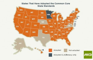 ASCD's map of states that have adopted the Common Core State Standards