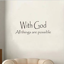 Vinyl With God All Things Are Possible Quote Letter Decal Wall Sticker ...