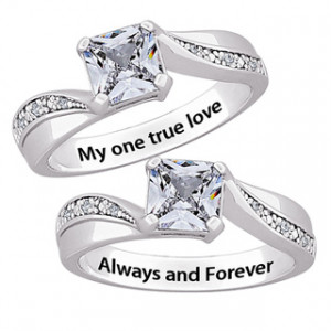 ... and Diamond Engraved 'My one true love' or 'Always and Forever' Ring