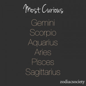 Most curious = Aries (and Pisces)