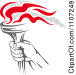 Clipart Gray Hand Holding Flaming Olympic Torch Royalty Free Vector