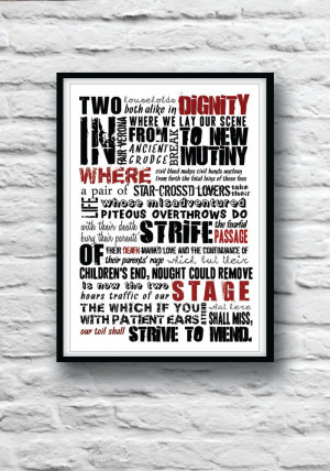 ROMEO and JULIET Poster Shakespeare quote poster by Redpostbox, £8.00