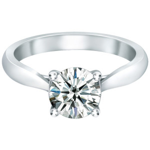 14K White Gold Tapered Cathedral Solitaire Engagement Ring