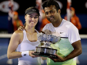 Leander Paes and Martina Hingis with the Australian Open mixed doubles ...