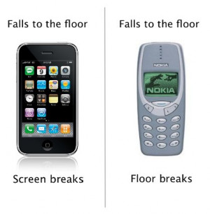 ... , broken screen, falling, floor, iphone, nokia, nokia 3310, screen